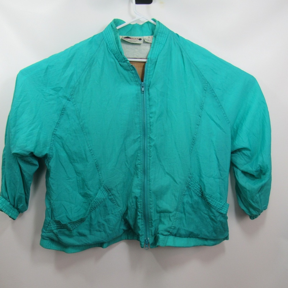 Aviat Sportif Windbreaker Jacket Women's XL Full Zip ‎ Green Vintage 90s